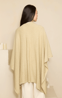 Sequin Wrap with Fox Pom Poms