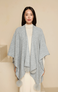 Sequin Wrap with Fox Pom Poms