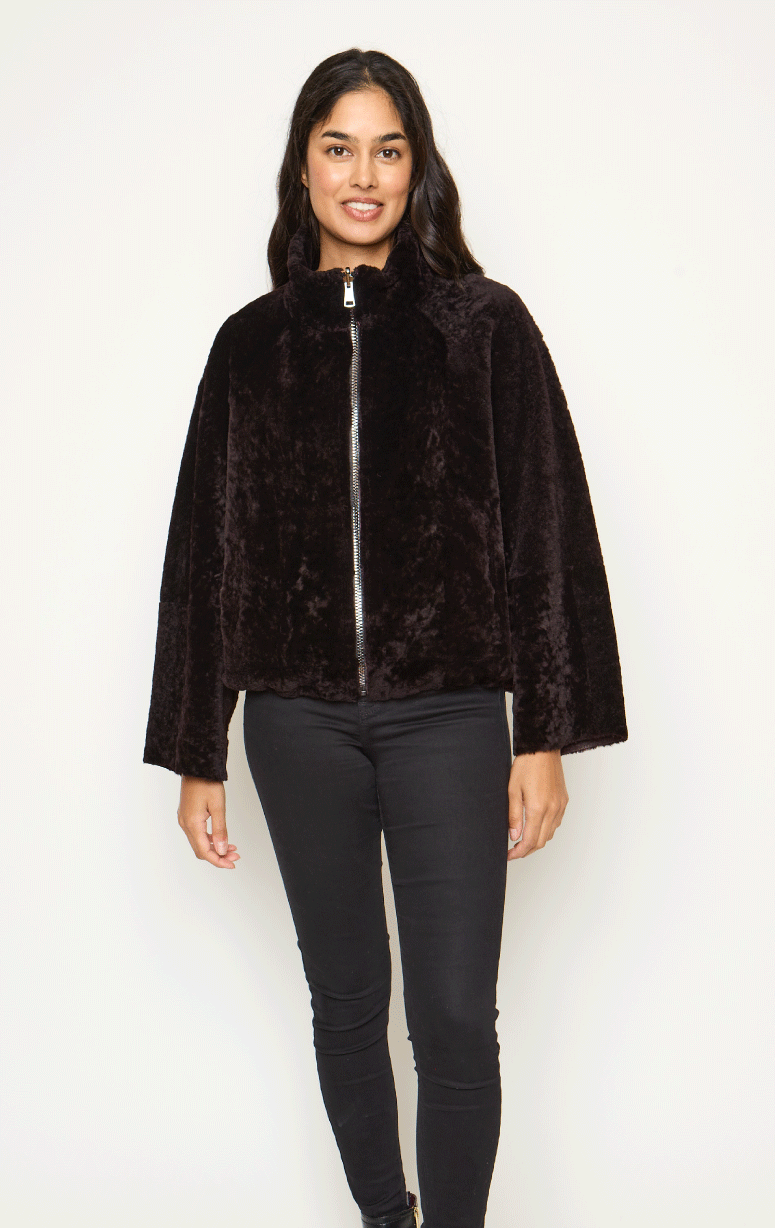 Reversible Shearling Jacket with Bottom Cinch