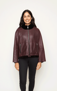 Reversible Shearling Jacket with Bottom Cinch