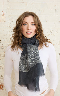 Citrus- Linen Bandana Print Scarf