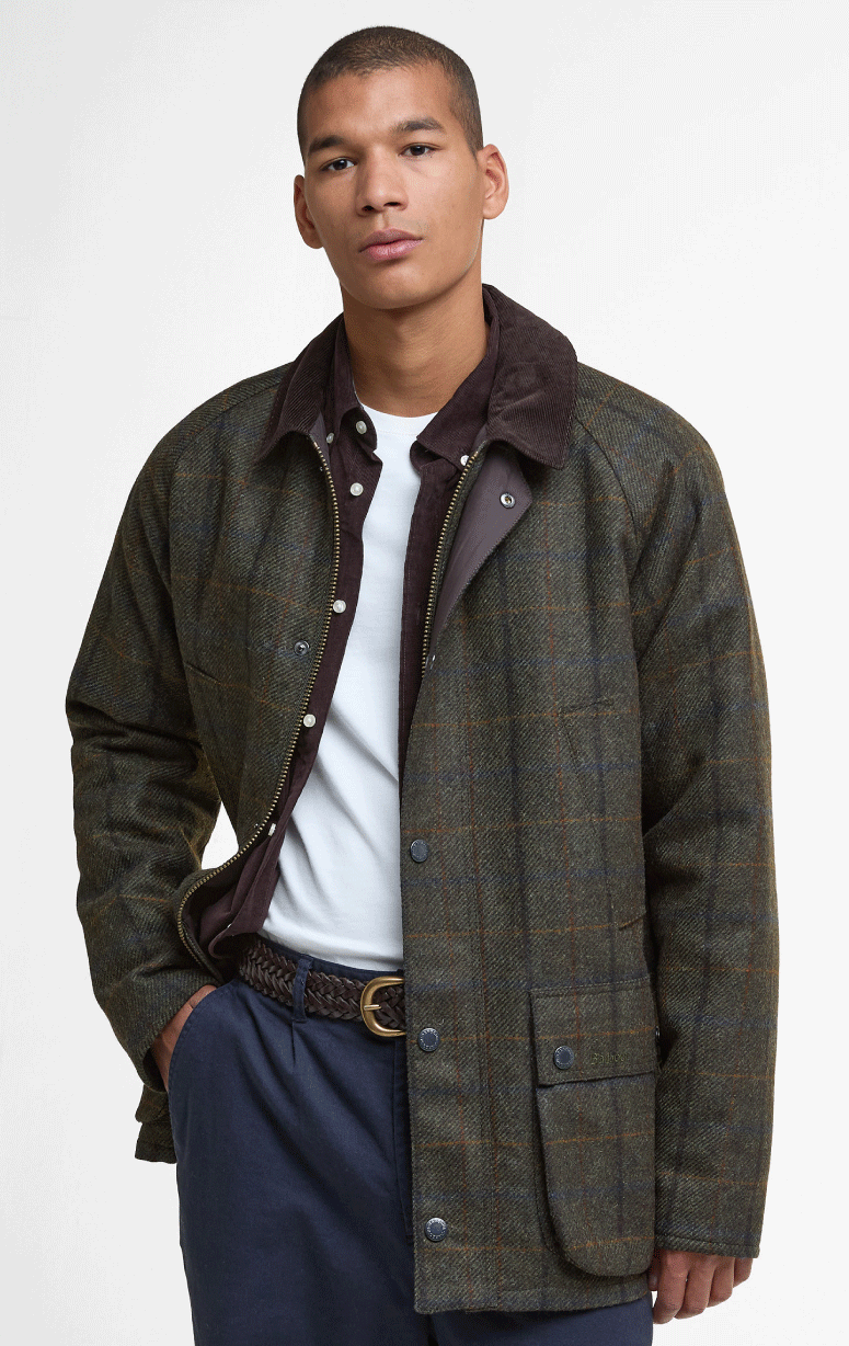 Barbour BEDALE ダークグレー ジャケット Barbour- Bedale Wool Check Barn Jacket | Barrington's