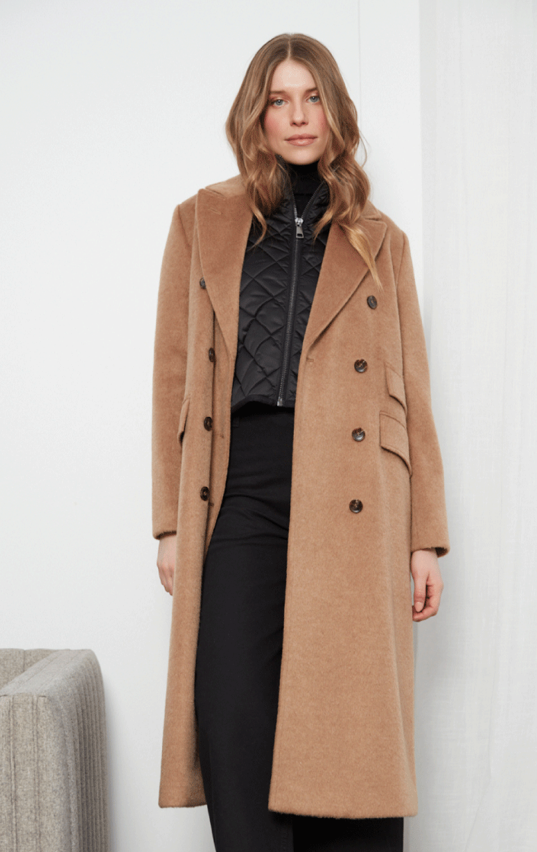 Adroit- Double Breasted Coat with Military Buttons