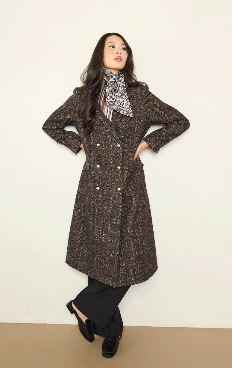 Adroit- Double Breasted Coat with Military Buttons - Barrington's