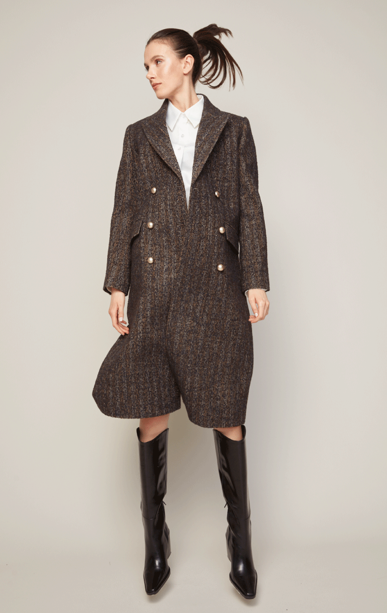Adroit- Double Breasted Coat with Military Buttons - Barrington's