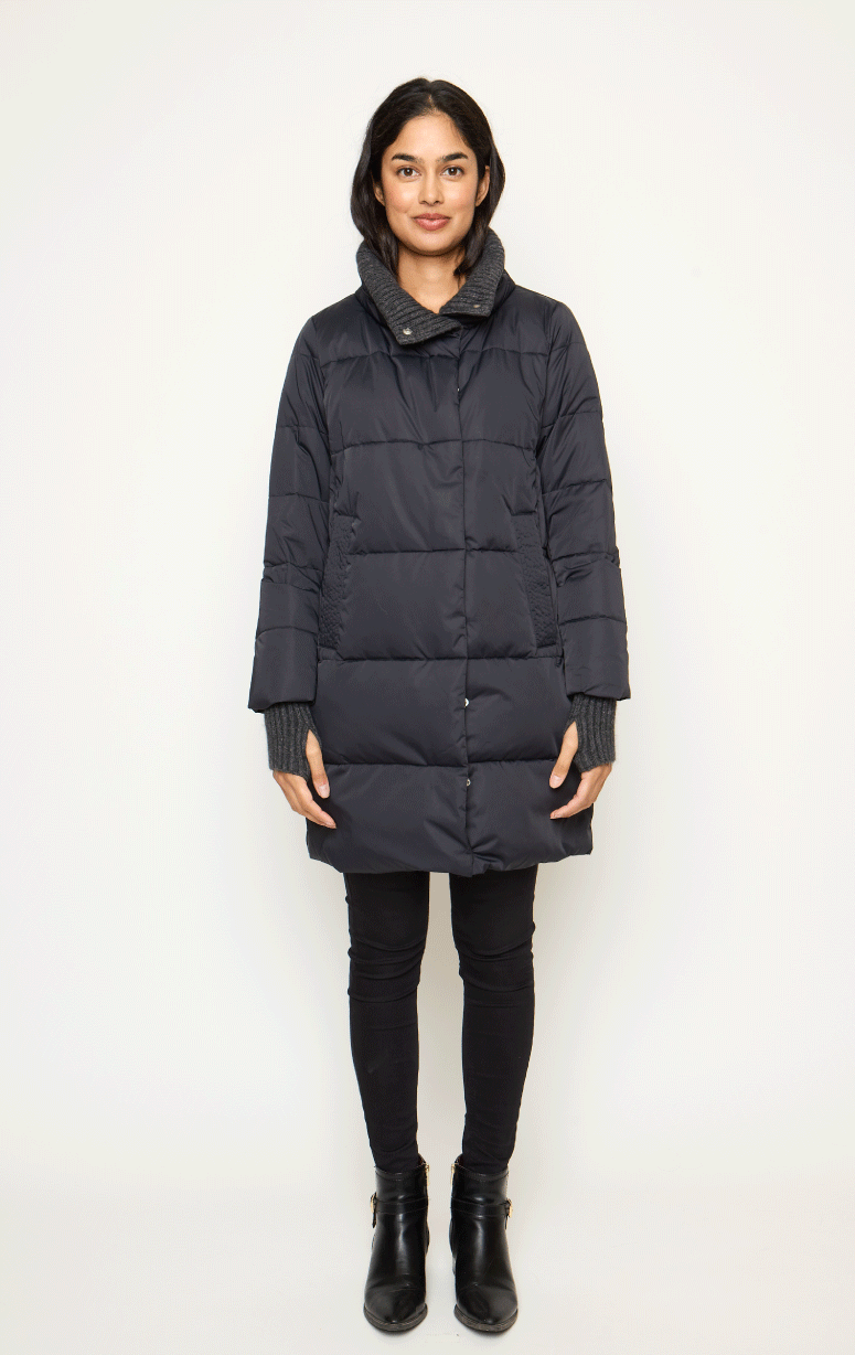 Adroit- Down Filled Parka with Angora Knit Trim