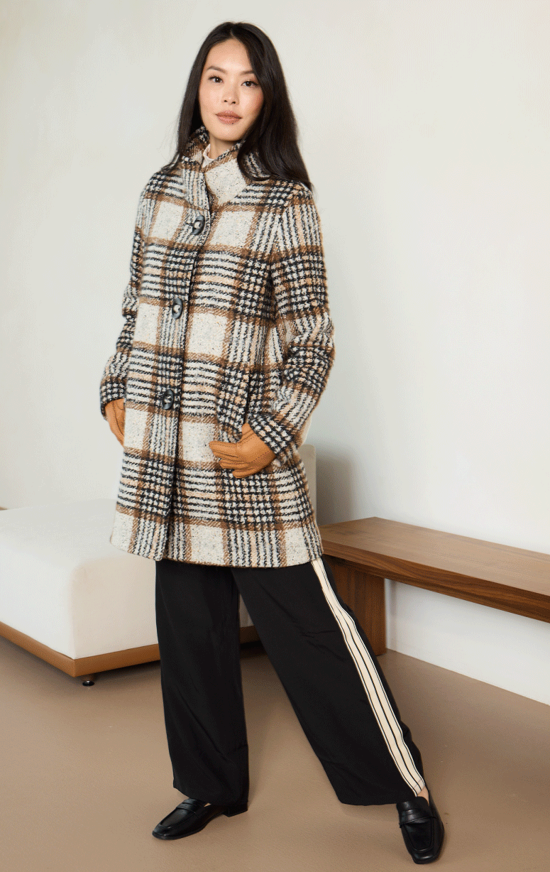 Barrington's- Big Button Plaid Coat