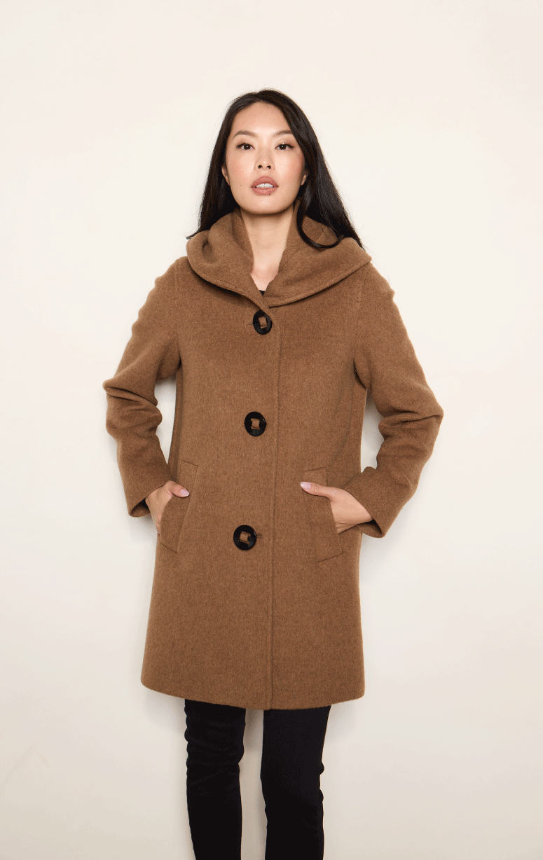 Barrington's- Big Button Collar to Hood Coat