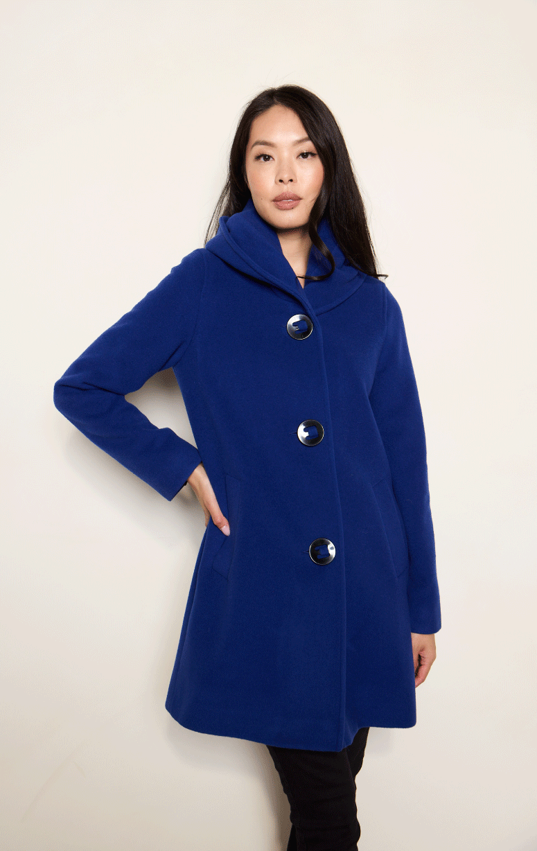 Barrington's- Big Button Collar to Hood Coat