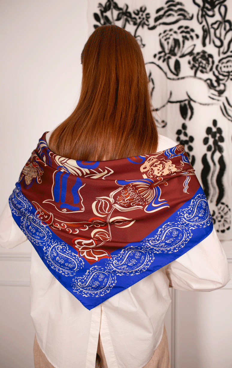 Petit Jean- Paisley Silk Square Scarf