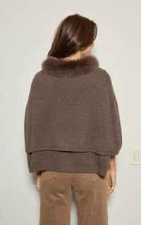 Poncho with Fox Fur Trim