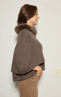 Poncho with Fox Fur Trim