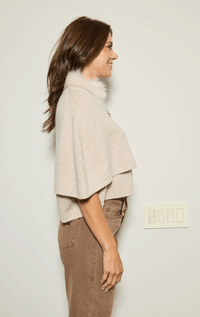 Poncho with Fox Fur Trim