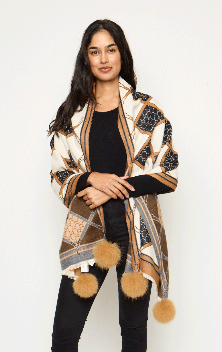 Diamond & Belt Print Reversible Wrap - Barrington's