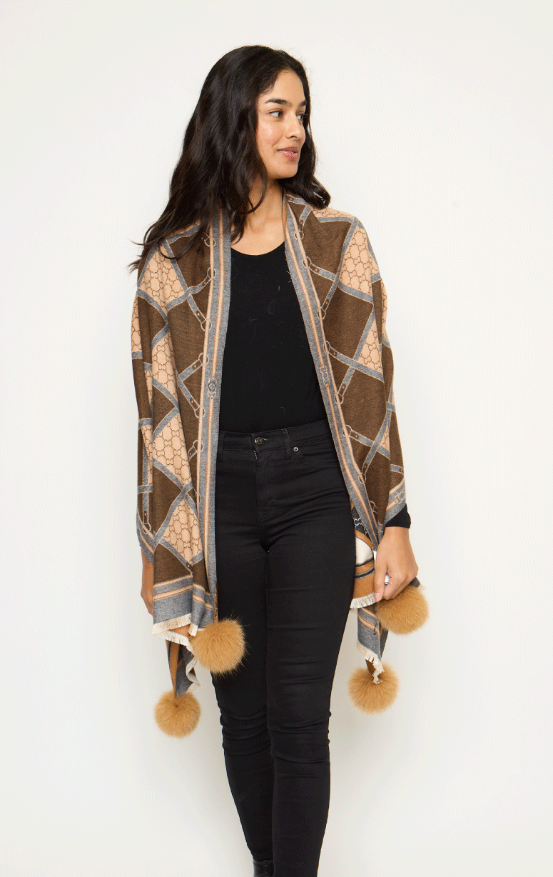 Diamond & Belt Print Reversible Wrap - Barrington's
