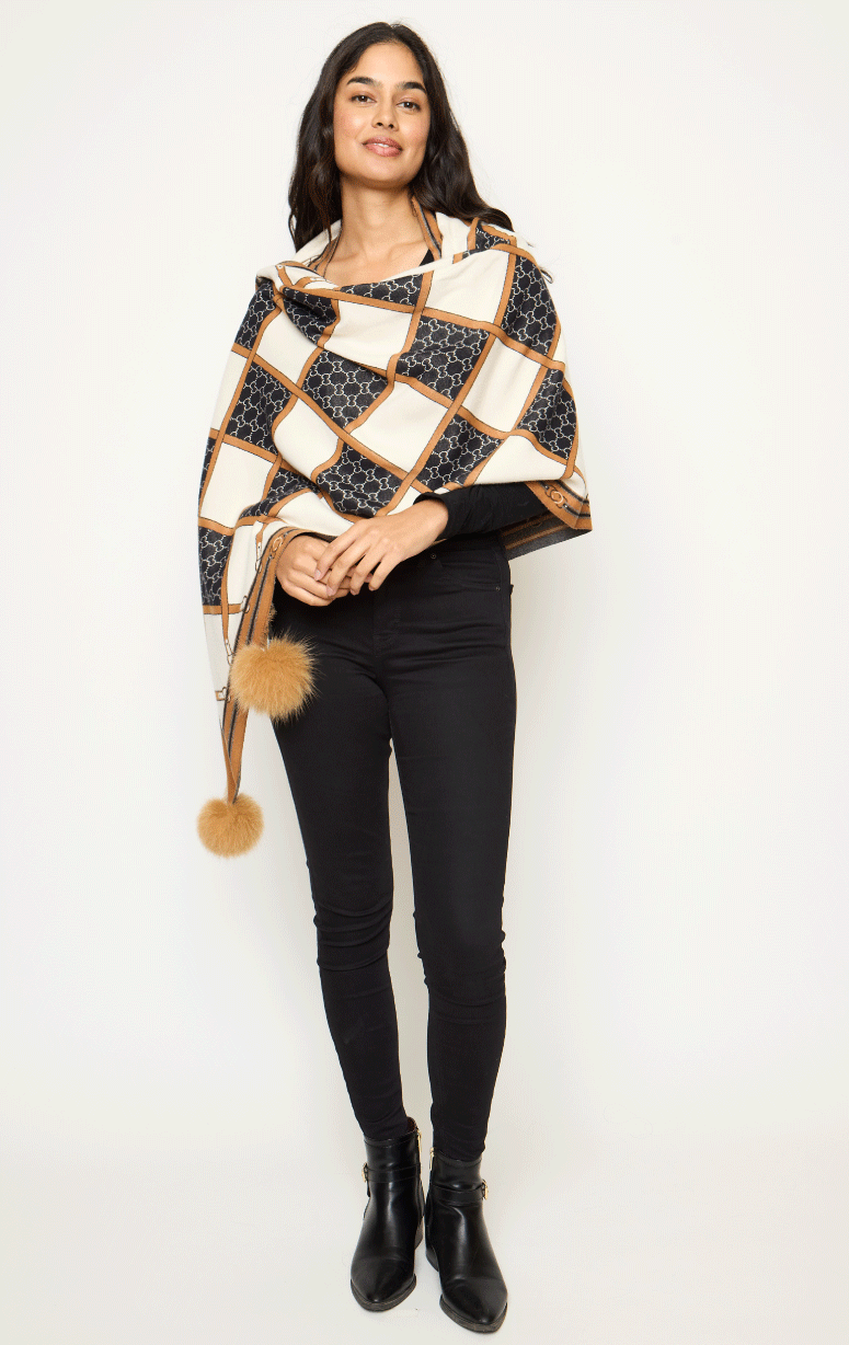 Diamond & Belt Print Reversible Wrap - Barrington's