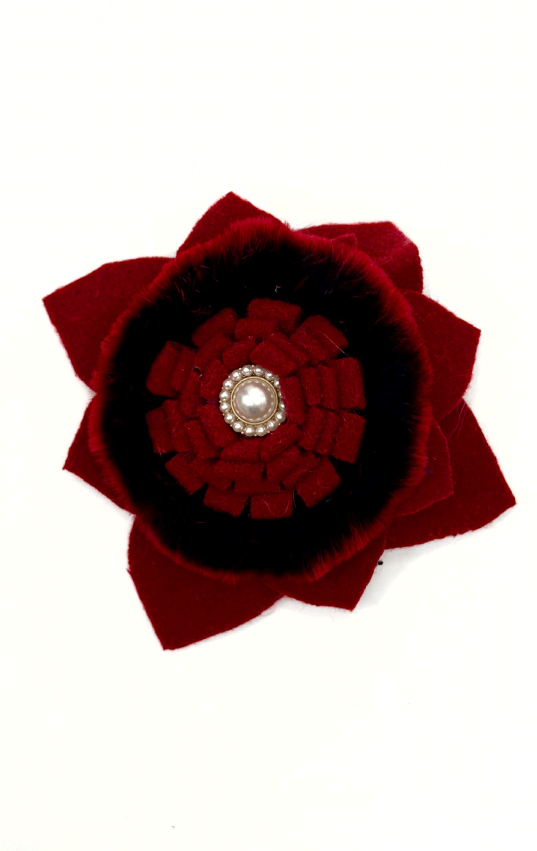 Handmade Recycled Fabric Brooch with Embelishments