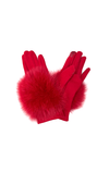Knit Gloves with Fox Fur Trim