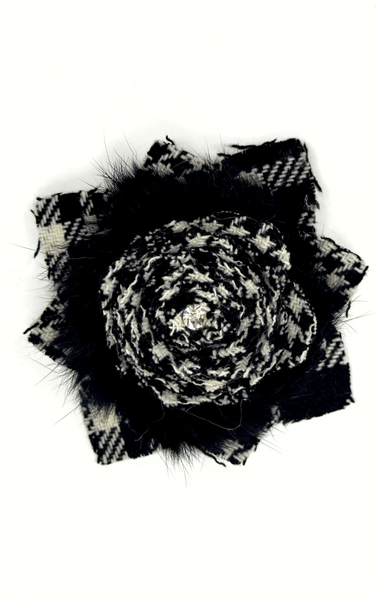 Handmade Recycled Fabric Brooch with Embelishments
