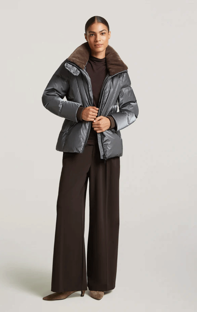 Creenstone- Down Puffer with Faux Fur Trim