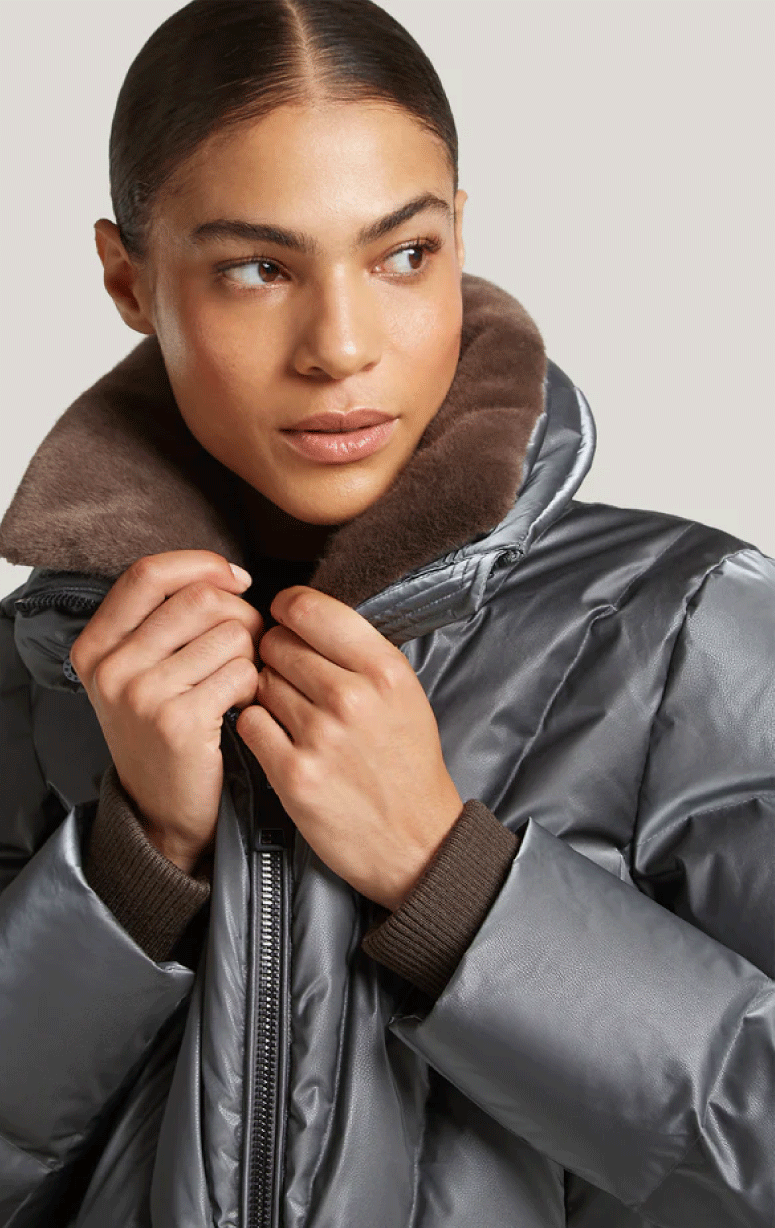 Creenstone- Down Puffer with Faux Fur Trim