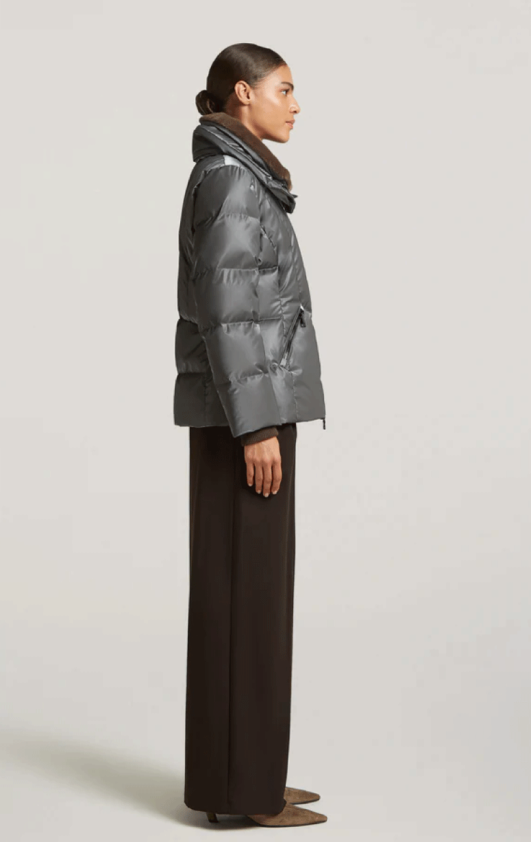 Creenstone- Down Puffer with Faux Fur Trim