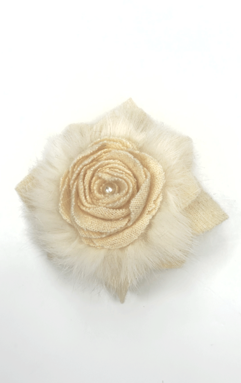Handmade Recycled Fabric Brooch with Embelishments