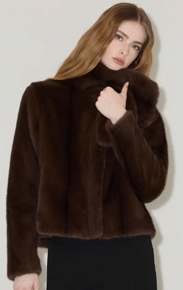 Soia & Kyo- Faux Fur Jacket with Scarf