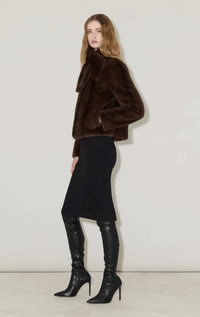 Soia & Kyo- Faux Fur Jacket with Scarf
