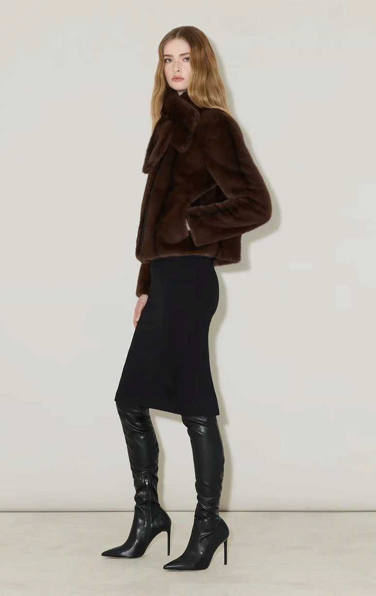 Soia & Kyo- Faux Fur Jacket with Scarf