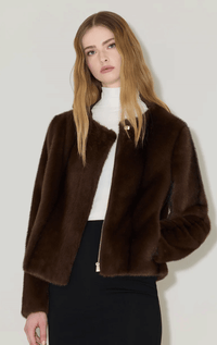 Soia & Kyo- Faux Fur Jacket with Scarf