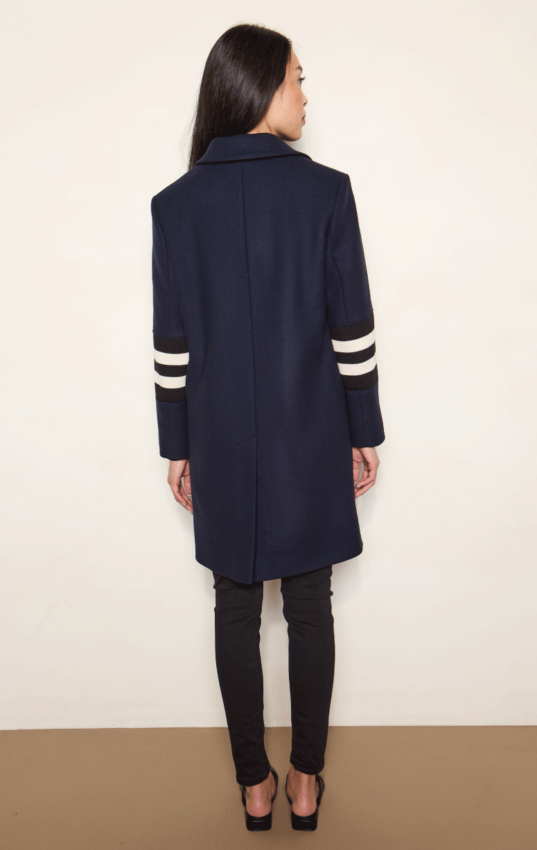HISO- Two Button Coat with Knit Sleeve
