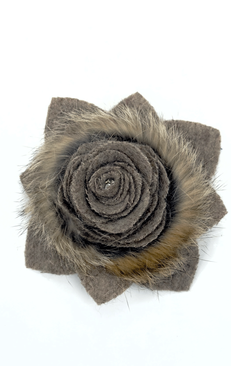 Handmade Recycled Fabric Brooch with Embelishments