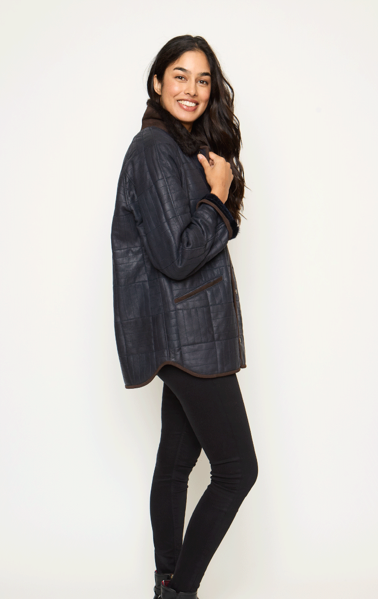 Quilt Design Shearling Jacket