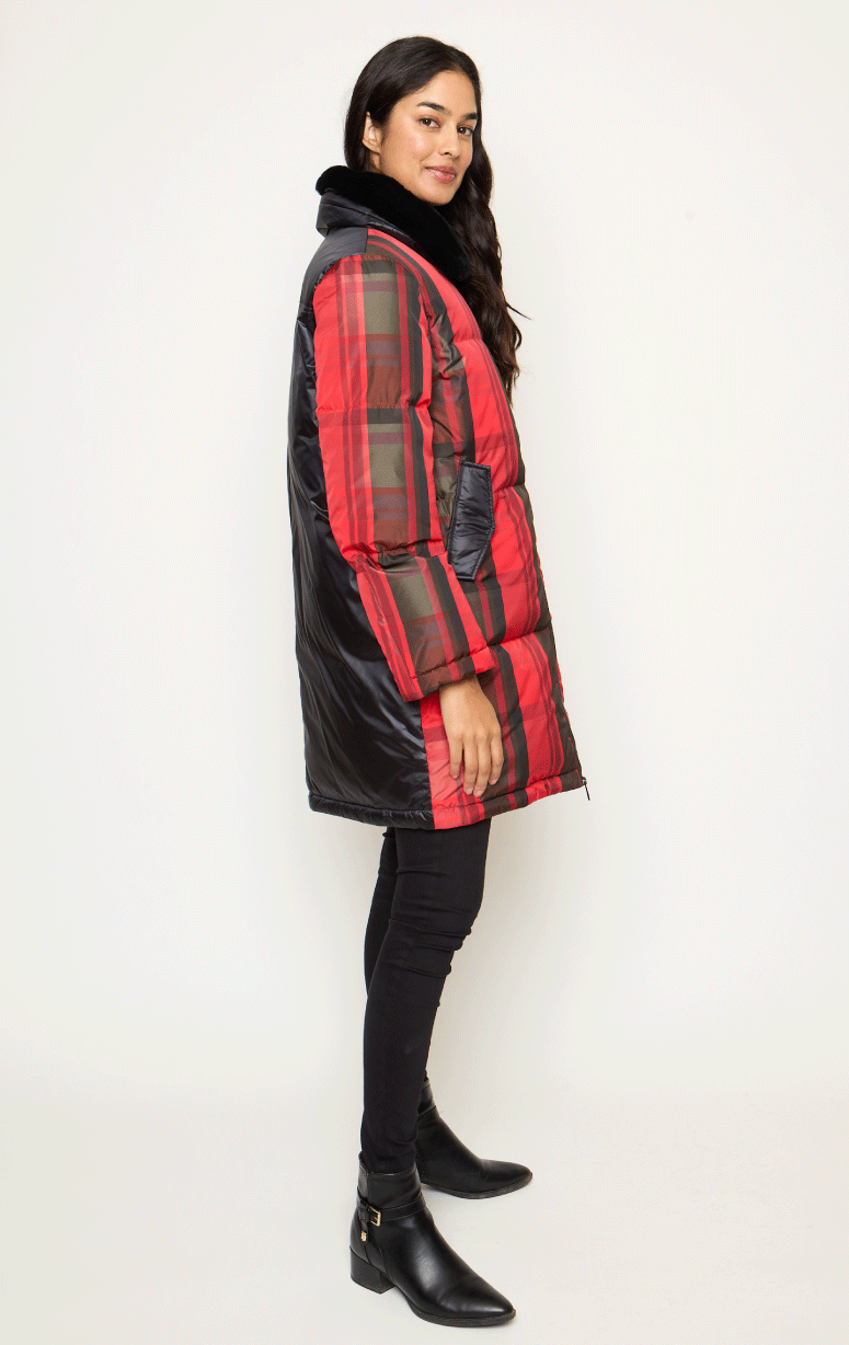 Be Florence- 7/8s Tartan Down Coat