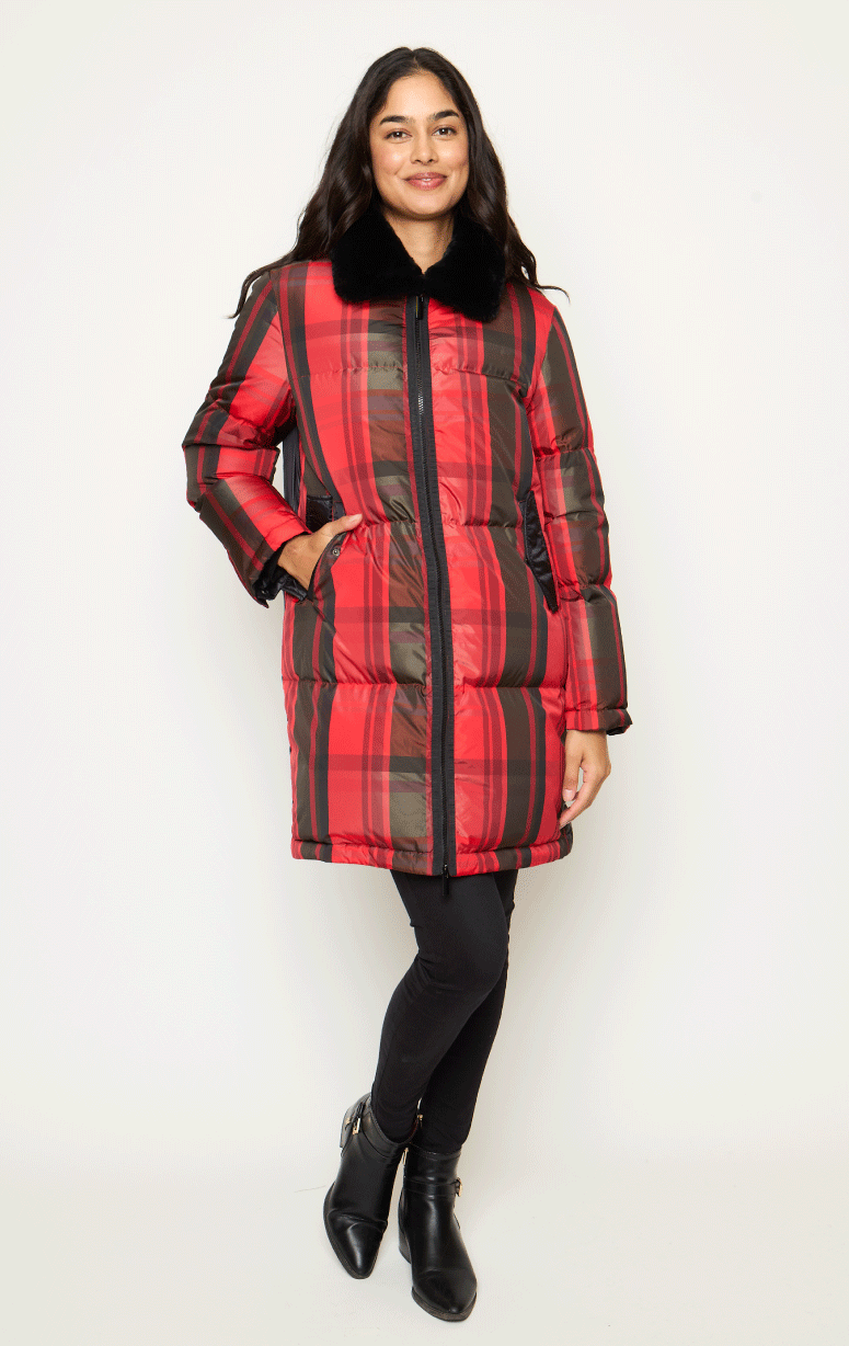 Be Florence- 7/8s Tartan Down Coat