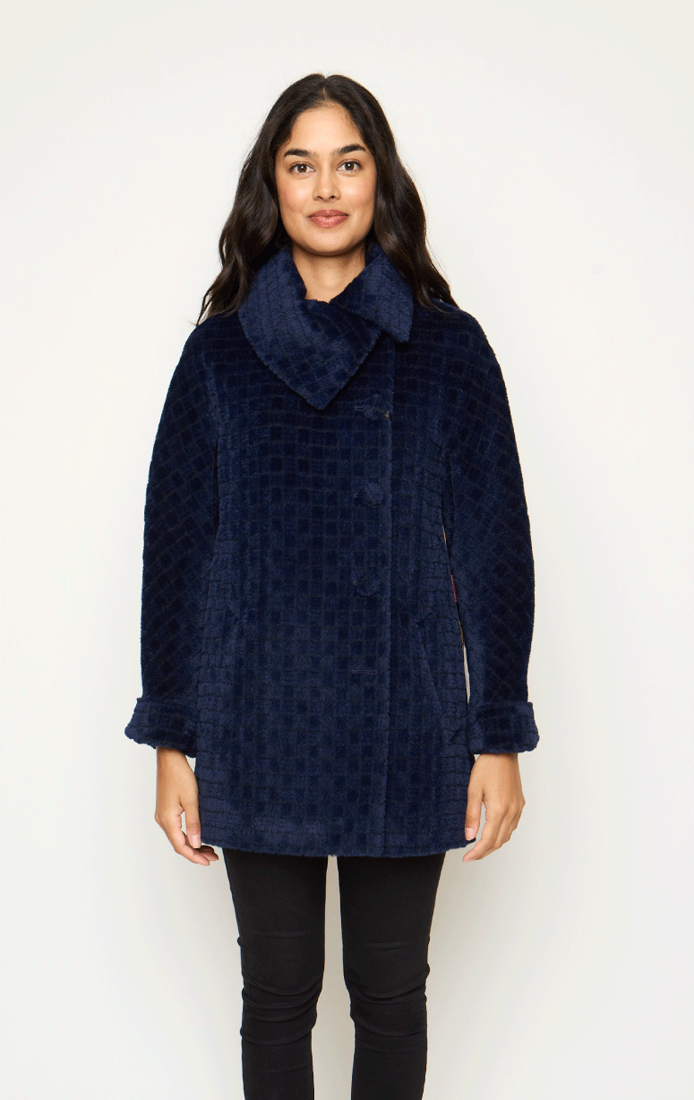 Tardia- 3/4 Suri Alpaca Jacket in Grid Pattern - Barrington's