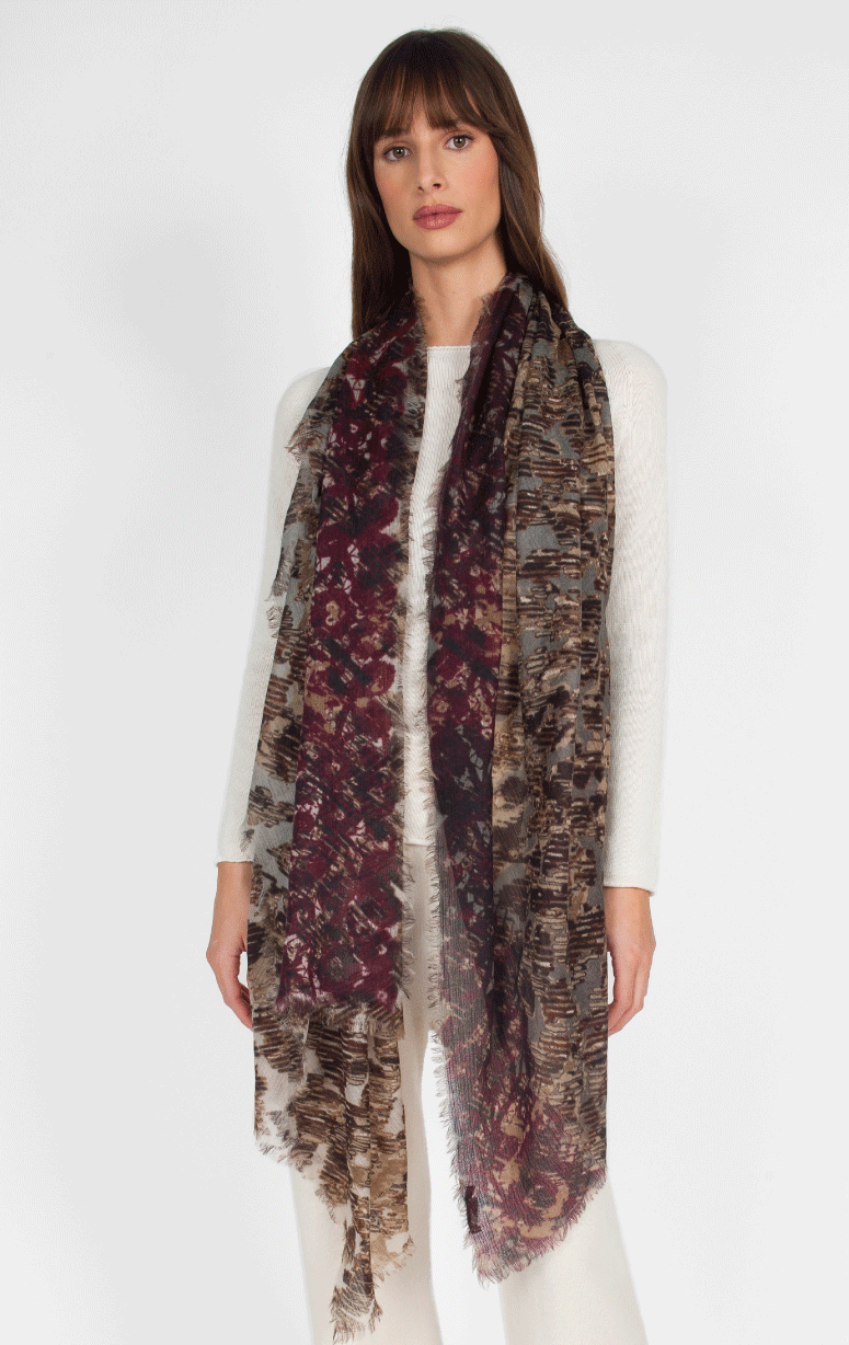 Gaynor- Patterned Superfine Wool Scarf - Barrington's