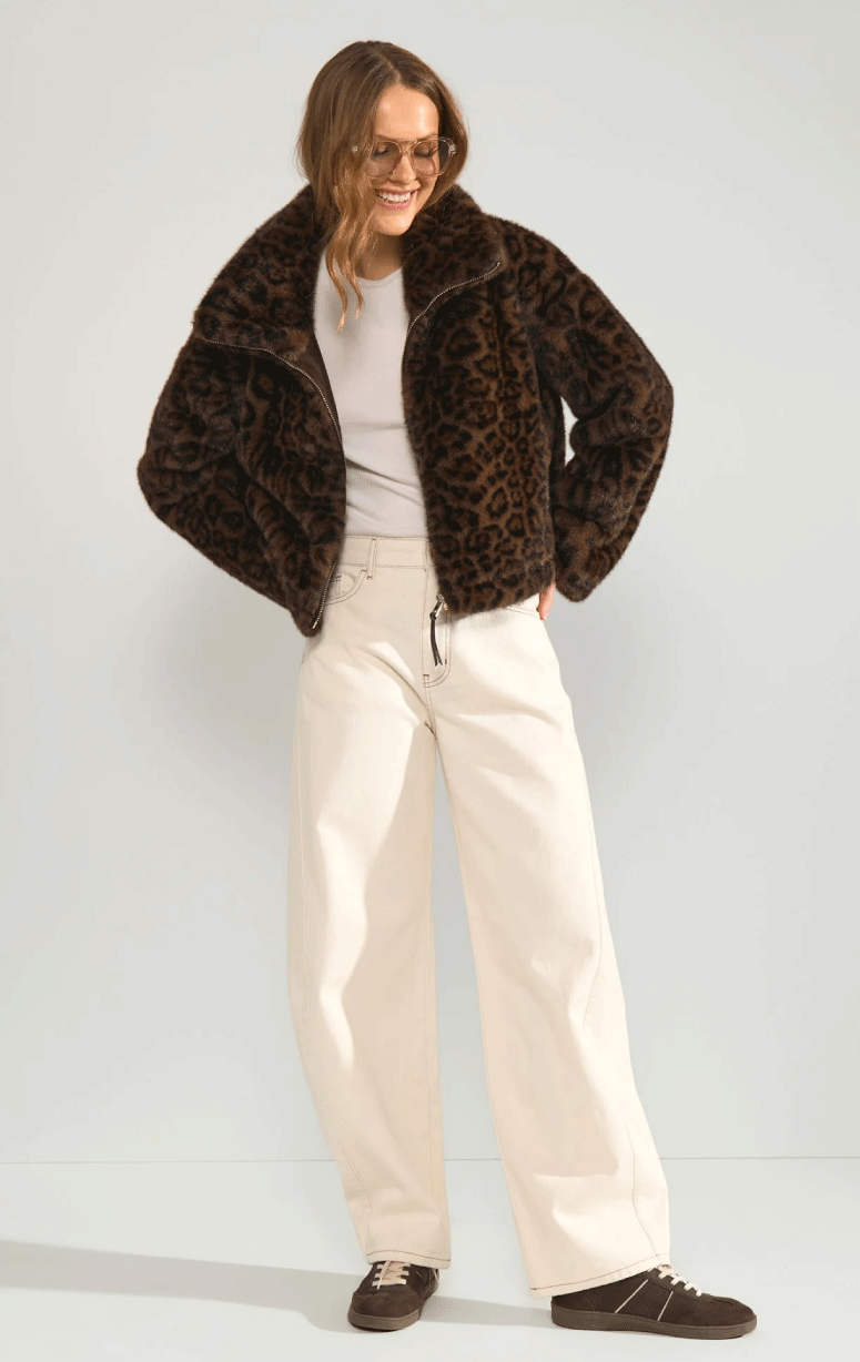 Numph- Faux Fur Lepoard Jacket