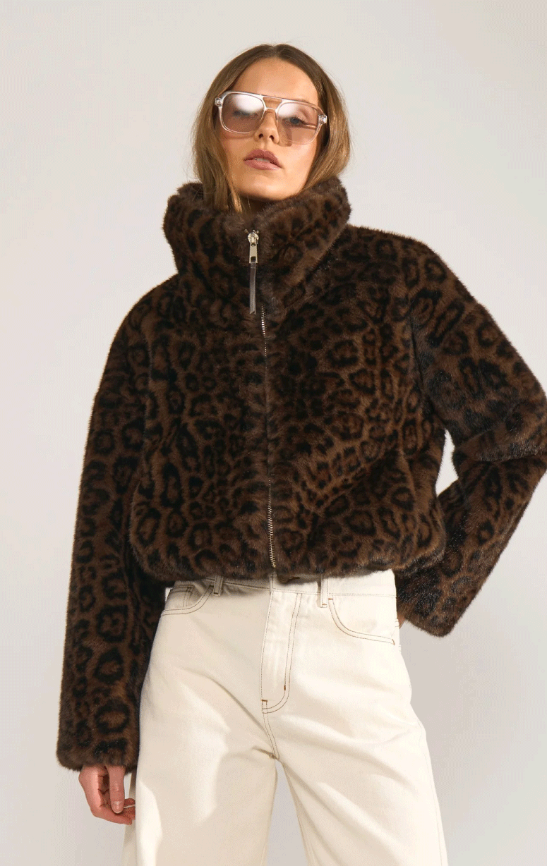 Numph- Faux Fur Lepoard Jacket