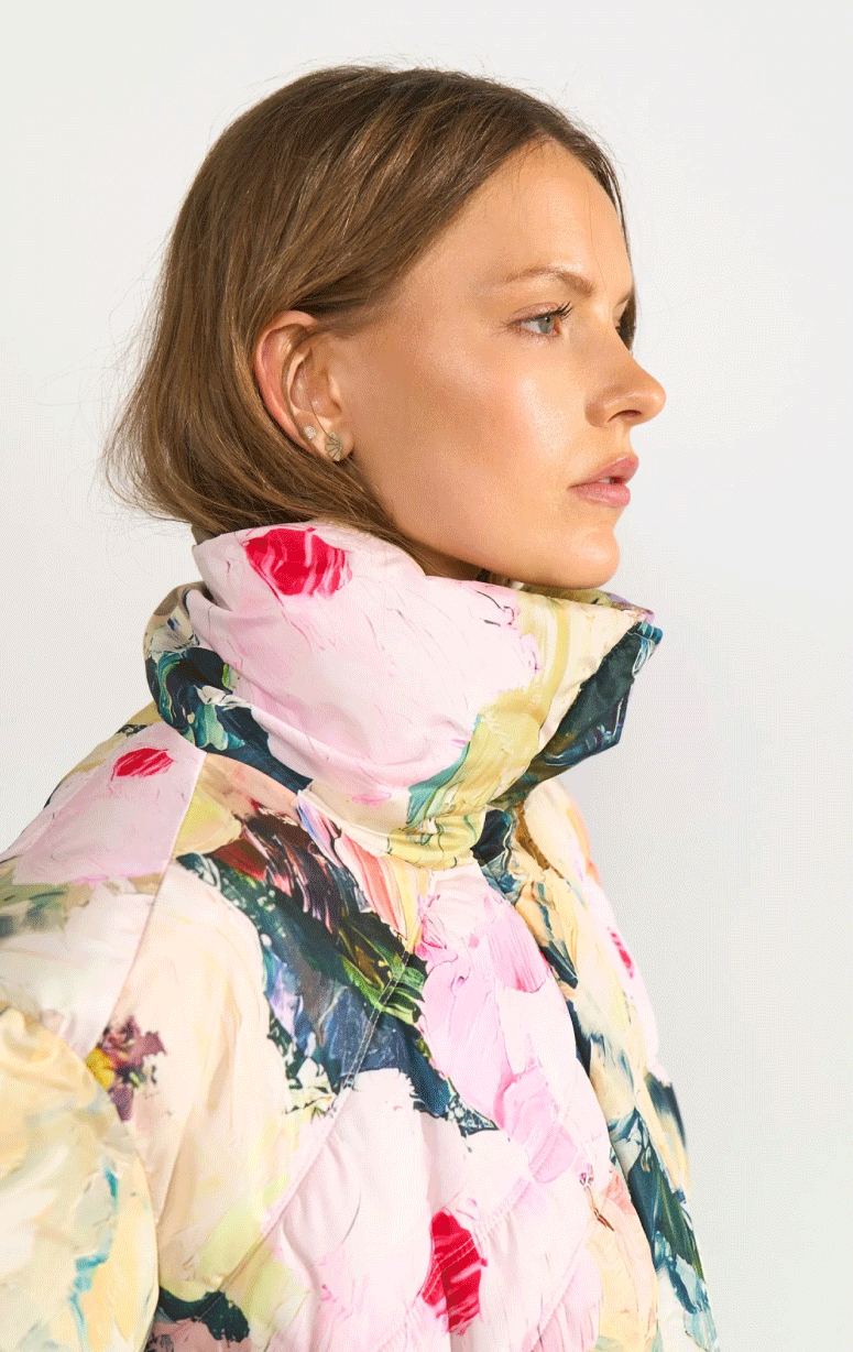 Numph- Abstract Print Puffer Jacket