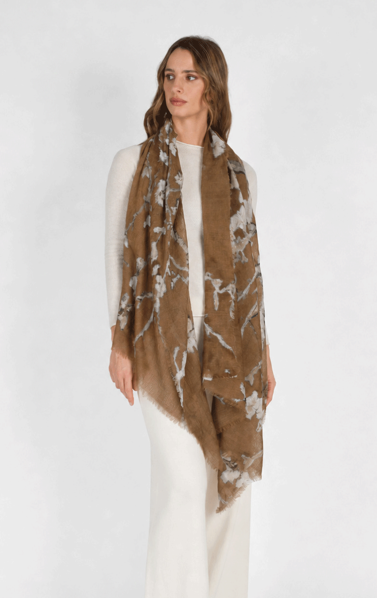 Gaynor- Superfine Wool Cherry Blossom Scarf