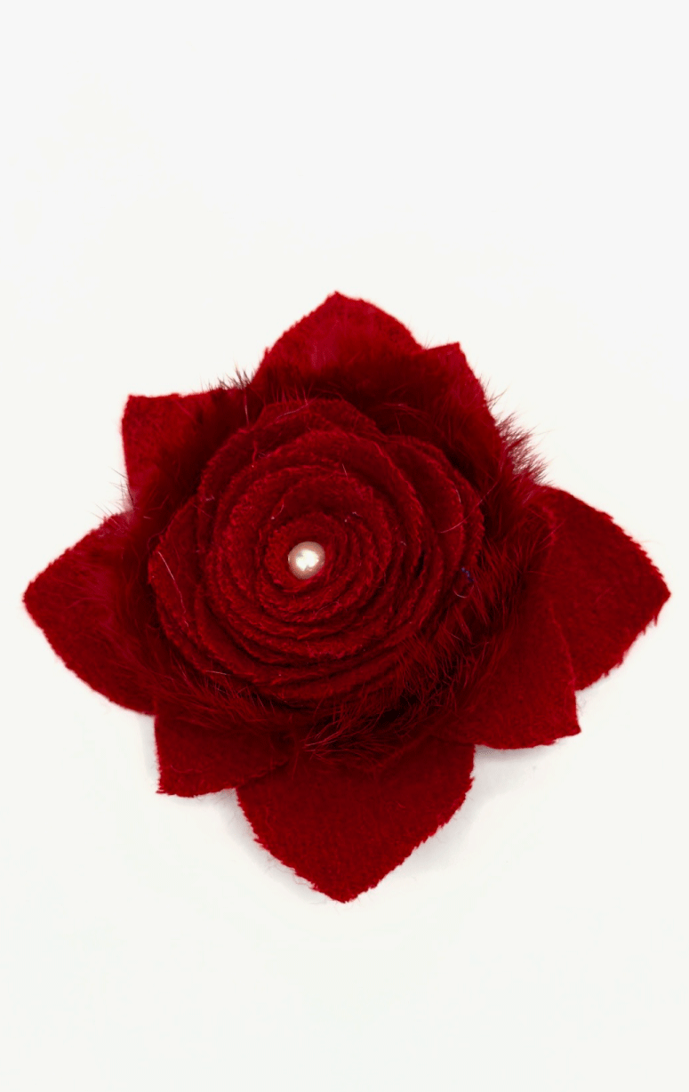 Handmade Recycled Fabric Brooch with Embelishments