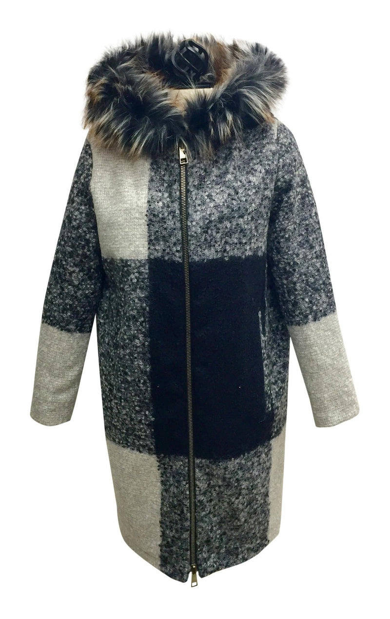Reversible patchwork 7/8 walking coat - Barrington's