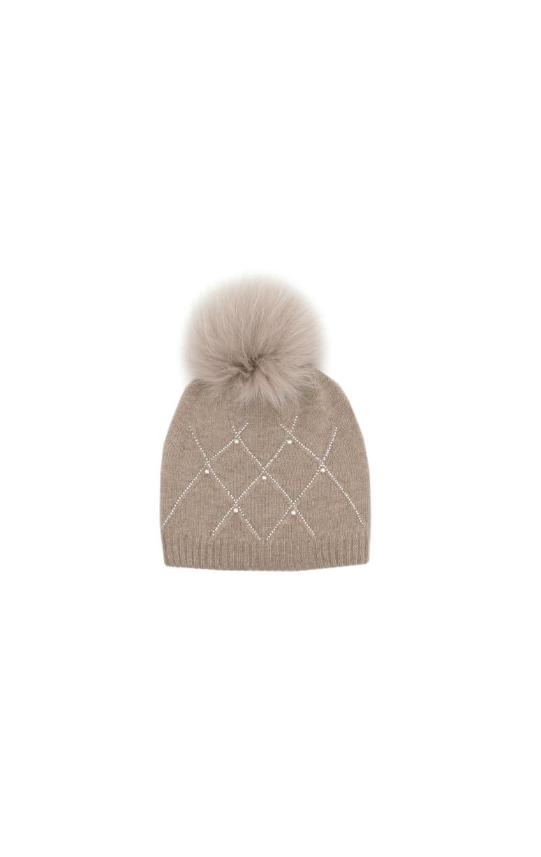 Hat with Pom-Pom & Crystal Pearl Detail - Barrington's