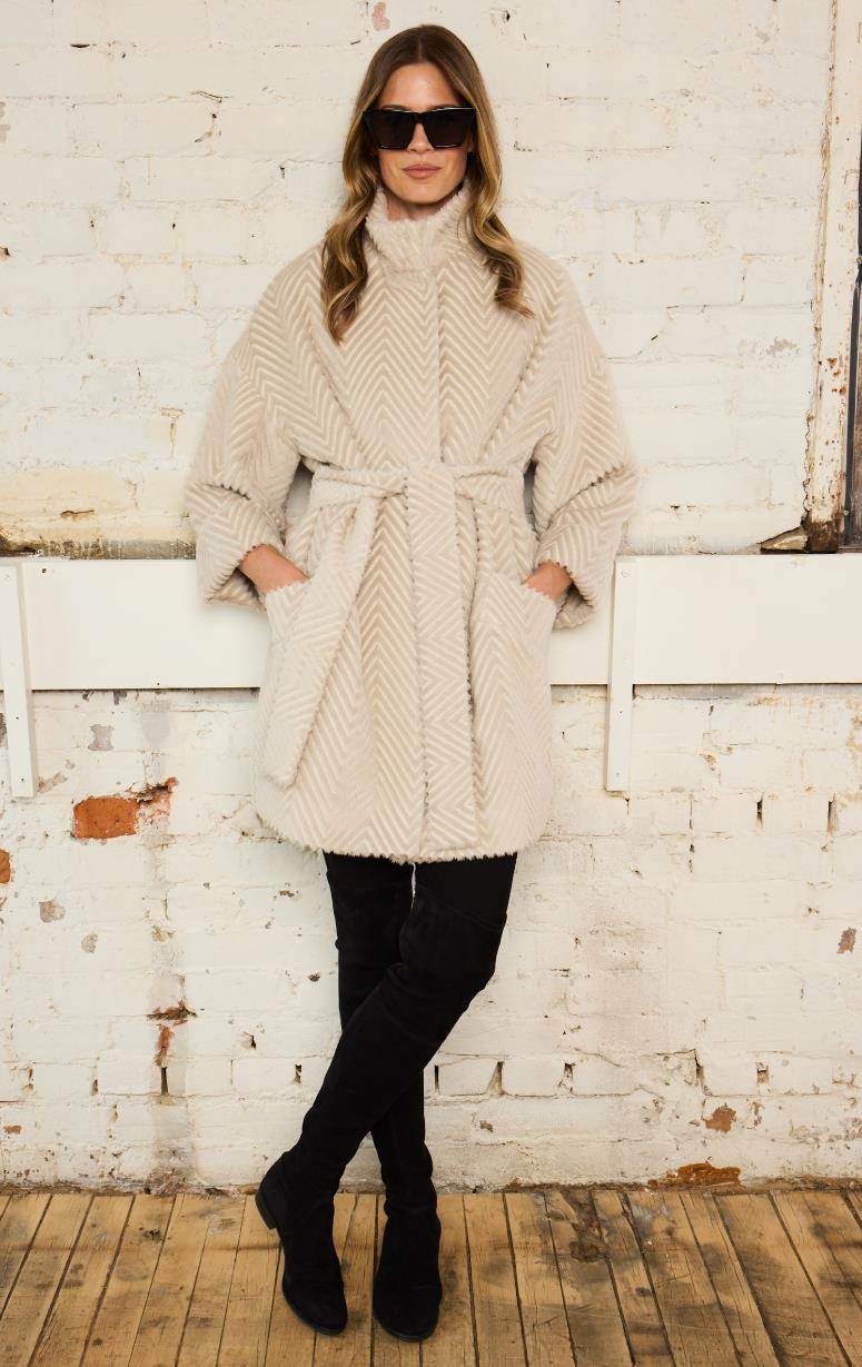 Tardia - Alpaca Coat with Chevron Detail - Barrington's