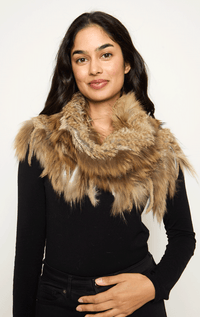 Furlux- Fringed Fur Cowl Neck Scarf