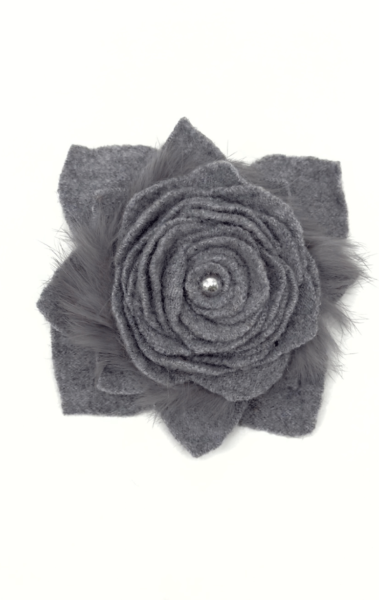 Handmade Recycled Fabric Brooch with Embelishments