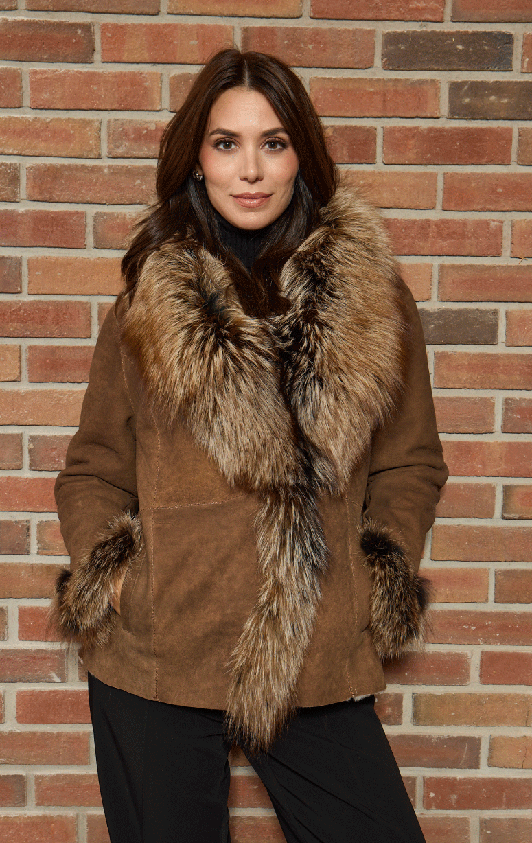 HISO- Shearling Jacket with Fox Trim