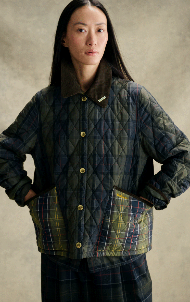 Barbour- Tartan Cropped Liddesdale Quilted Jacket
